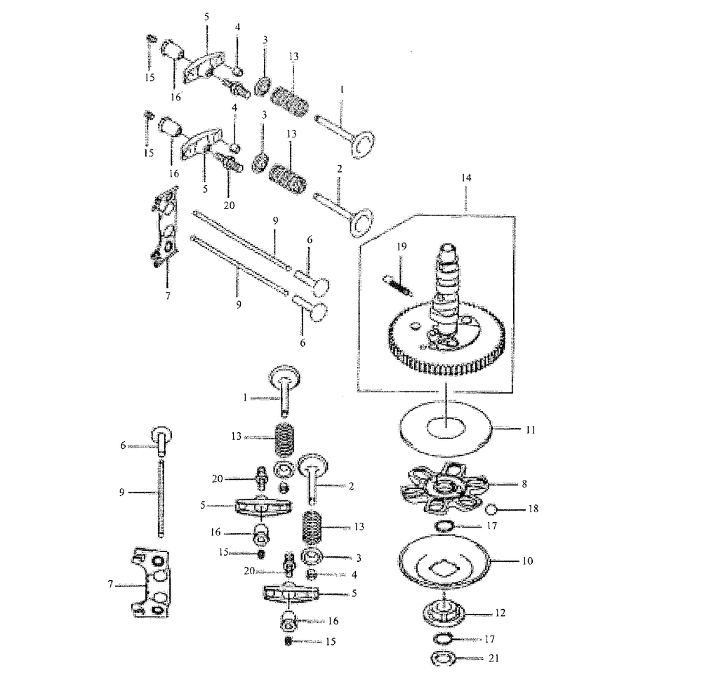 Kawasaki Valve/Camshaft Diagram and Parts List for 3654 53AB5B8K100-ZT54 Cub Cadet Lawn Mower